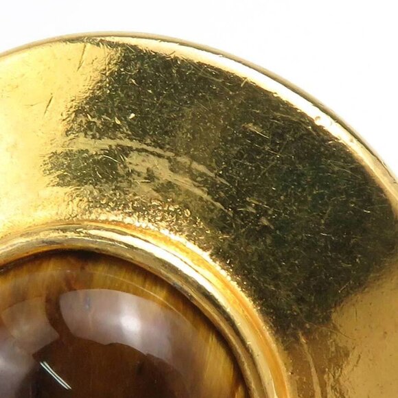 CHANEL CC Logo Clip on Earrings Gold/Brown Metal/Stone - - Picture 5 of 14